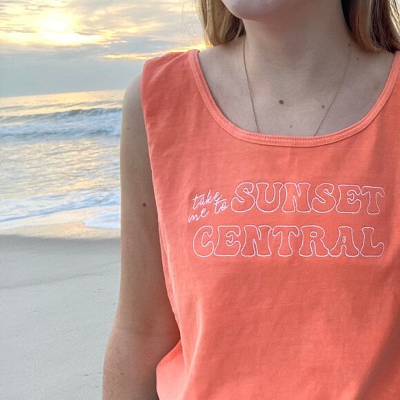 Inner Thoughts Orange "Take Me To Sunset Central" Embroidered Tank Top - Picture 4 of 6